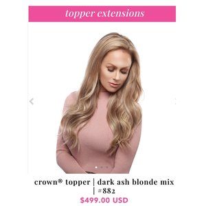 Hidden Crown Hair Topper Blonde Extension NWT